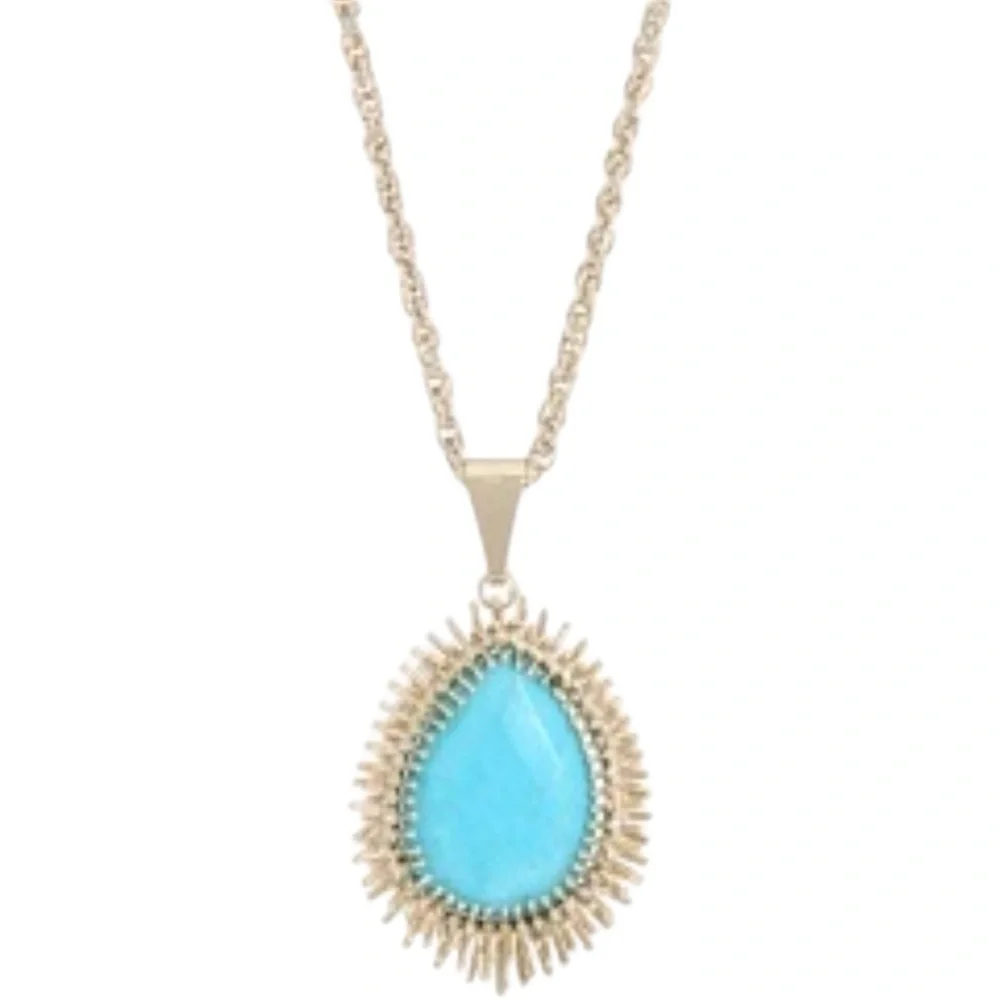 Vintage Kendra Scott Ellis Turquoise Gold Long Necklace - Picture 7 of 7
